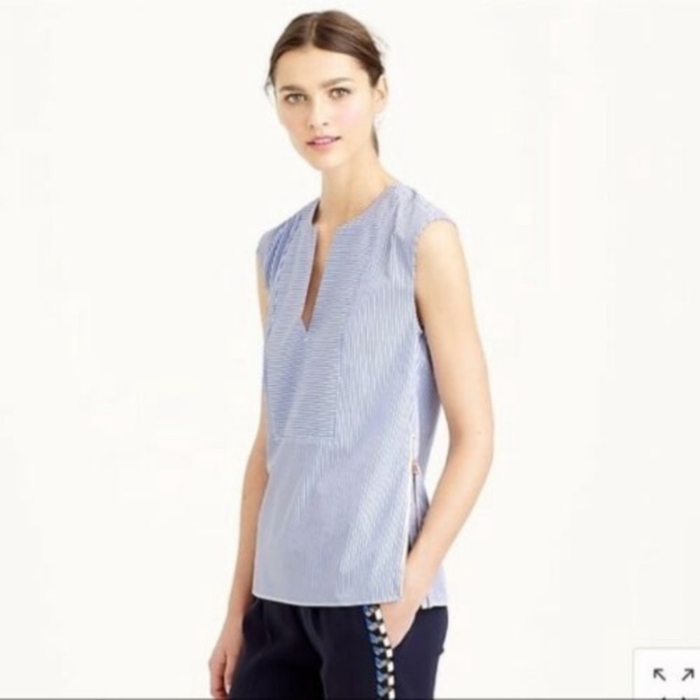 J. Crew Sleeveless Stripe Side-Zip Top